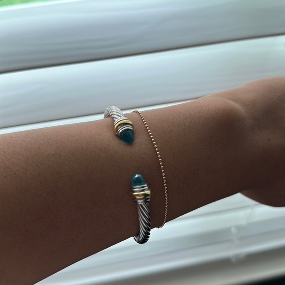 14K AND STERLING SILVER DAVID YURMAN CLASSIC CABLE BRACELET | BLUE TOPAZ - Picture 4 of 7